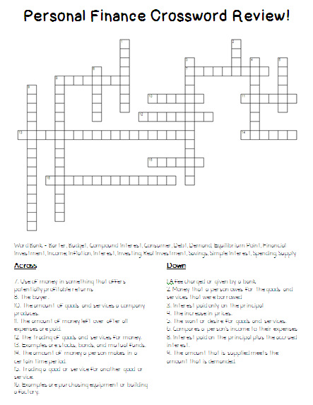 Unit 6: Introduction to Investing Crossword - WordMint